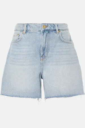 Ganni Short à taille haute en jean