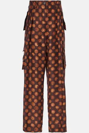DRIES VAN NOTEN Pantalon cargo imprimé en soie
