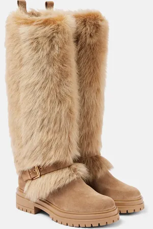 Gianvito Rossi Bottes en shearling et daim