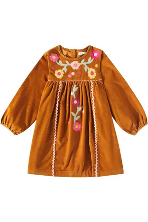 Louise Misha Robe Linoa brodée en velours côtelé de coton