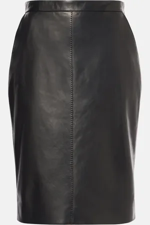 Saint Laurent Jupe crayon en cuir