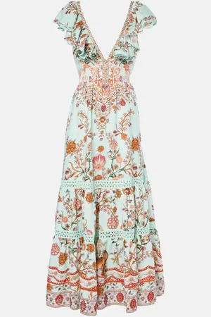 Camilla Robe longue en lin à fleurs
