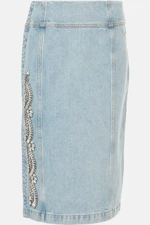 XU ZHI Jupe midi en jean à cristaux