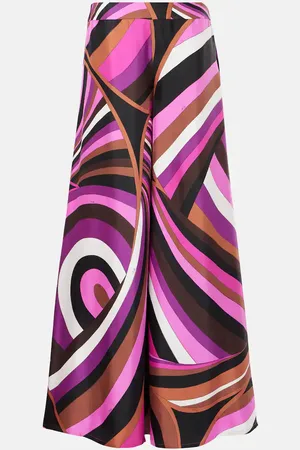 Puccini Pantalon ample Iride imprimé en soie