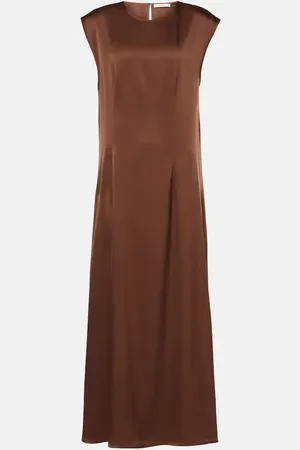 ASCENO Robe longue Rose en satin de soie