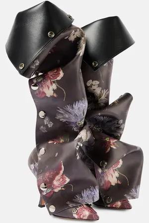 Y / PROJECT Bottes Snap 100 en cuir à fleurs