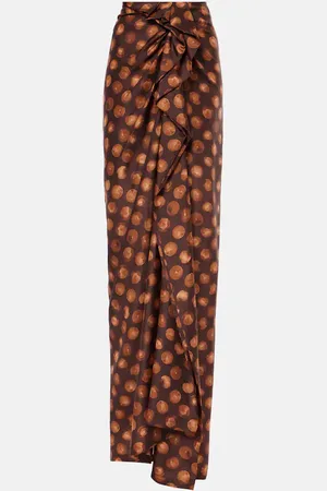 DRIES VAN NOTEN Jupe longue en soie à pois