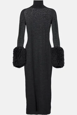 Alaïa Alaïa Robe midi en laine vierge et shearling synthétique