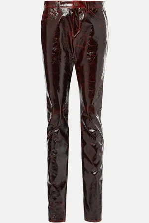 Isabel Marant Pantalon slim Lovis en coton mélangé enduit
