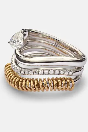 Rainbow K Bague Versus Pear en or jaune et blanc 18 ct et diamants
