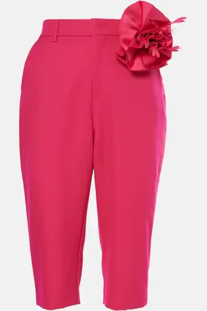 AREA Pantalon raccourci en laine à fleur