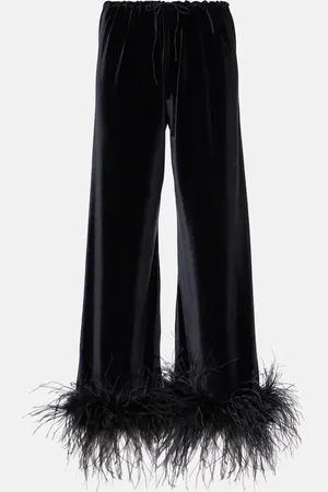 Oseree Oséree Pantalon ample en velours à plumes