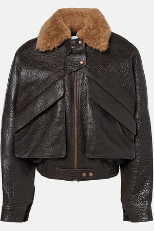MAGDA BUTRYM Veste raccourcie en cuir et shearling