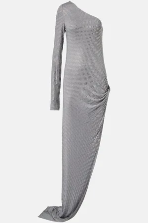 The Attico Robe longue asymétrique à cristaux