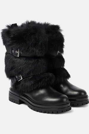 Gianvito Rossi Bottines Maverick en cuir et shearling