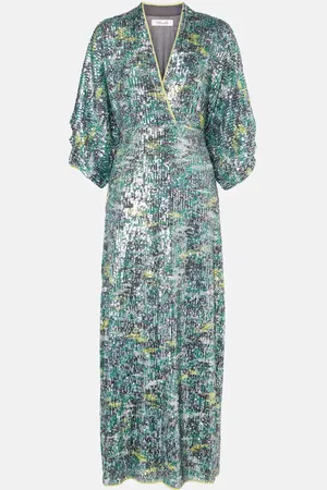 Diane von Furstenberg Robe longue Jessel imprimée à sequins