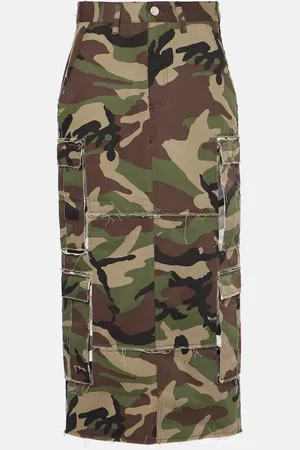 Vetements Jupe midi en coton à motif camouflage