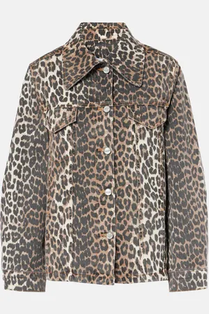 Ganni Veste en jean à motif léopard
