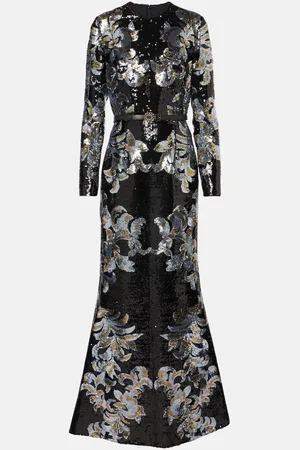 Elie saab Robe longue imprimée à sequins