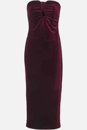 Self-Portrait Robe midi bustier en velours