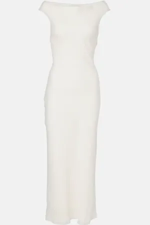 FAITHFULL THE BRAND Robe longue Ilride en lin à encolure bardot