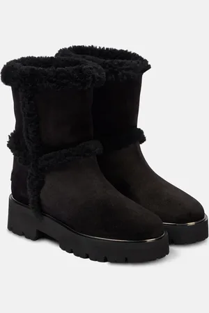 Aquazzura Bottines Teddi en cuir et shearling