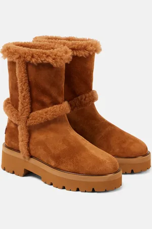 Aquazzura Bottines Teddi 20 en daim et shearling