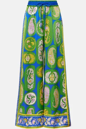 ALÉMAIS Alémais Pantalon ample imprimé en satin de soie