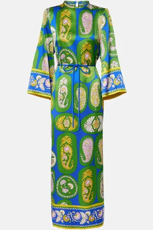 ALÉMAIS Alémais Robe longue imprimée en satin de soie