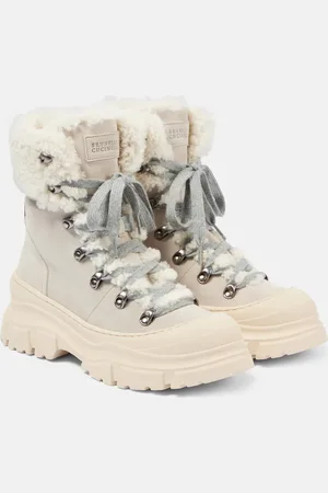 Brunello Cucinelli Bottes en daim et shearling
