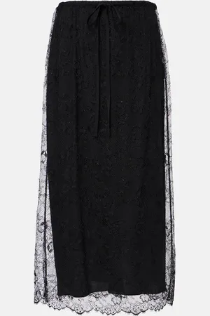 VALENTINO Jupe midi en dentelle à fleurs