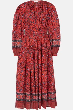 ULLA JOHNSON Robe midi Mona en coton mélangé à fleurs