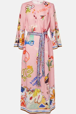 ALÉMAIS Alémais Robe midi La Charrasca imprimée en lin