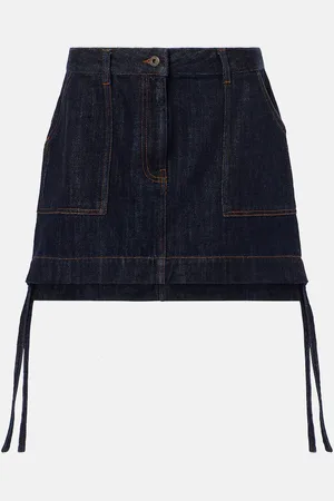 Loewe Mini-jupe Anagram en jean et cuir