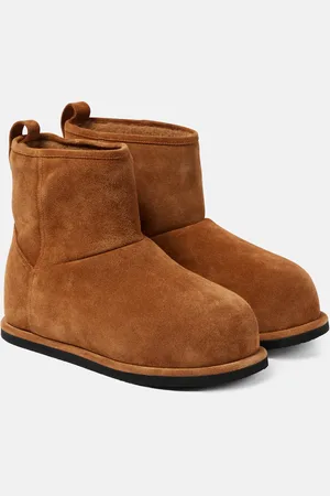 Amina Muaddi Bottines Heidi en daim et shearling