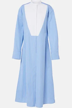 Jil Sander Robe chemise en coton à fines rayures