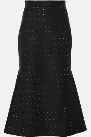 Erdem Jupe midi en coton et laine à pois