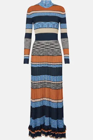 ULLA JOHNSON Robe longue Evangeline rayée en lamé