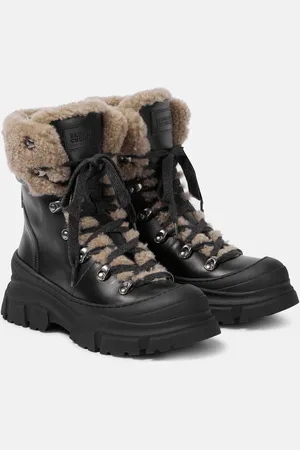 Brunello Cucinelli Bottines en cuir et shearling
