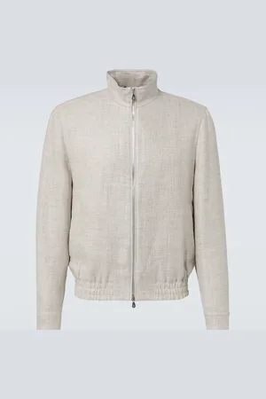 Brunello Cucinelli Veste bomber en lin, laine et soie