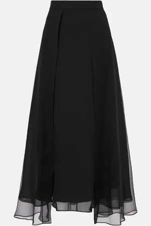 Brunello Cucinelli Jupe midi en satin de soie