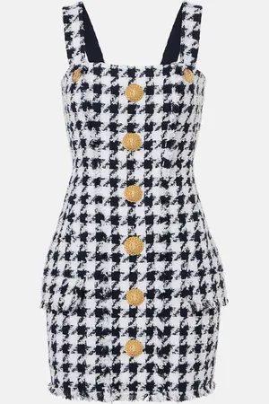 Balmain Robe en tweed à motif pied-de-poule