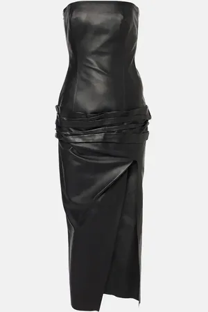 The Attico Robe midi bustier en cuir