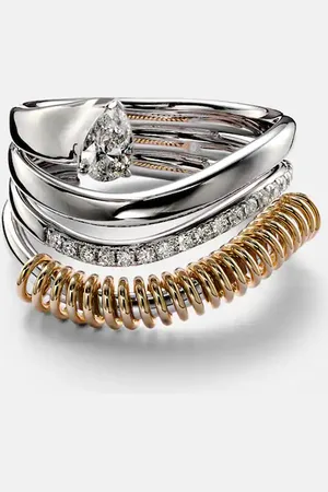 Rainbow K Bague Versus Pear en or 18 ct et diamants