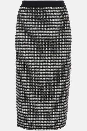 Tory Burch Jupe midi en laine et coton mélangés