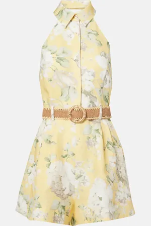 ZIMMERMANN Combi-short Acacia en lin à fleurs