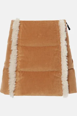Moncler Mini-jupe matelassée en velours côtelé et shearling