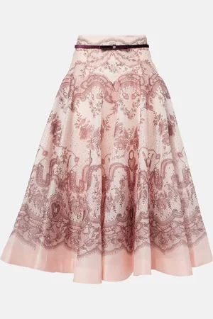 ZIMMERMANN Jupe midi Crush Flared en lin et soie