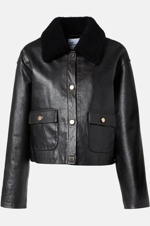 Self-Portrait Veste en cuir et shearling