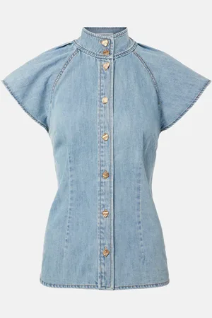 ZIMMERMANN Chemise Crush Flutter Sleeve en jean